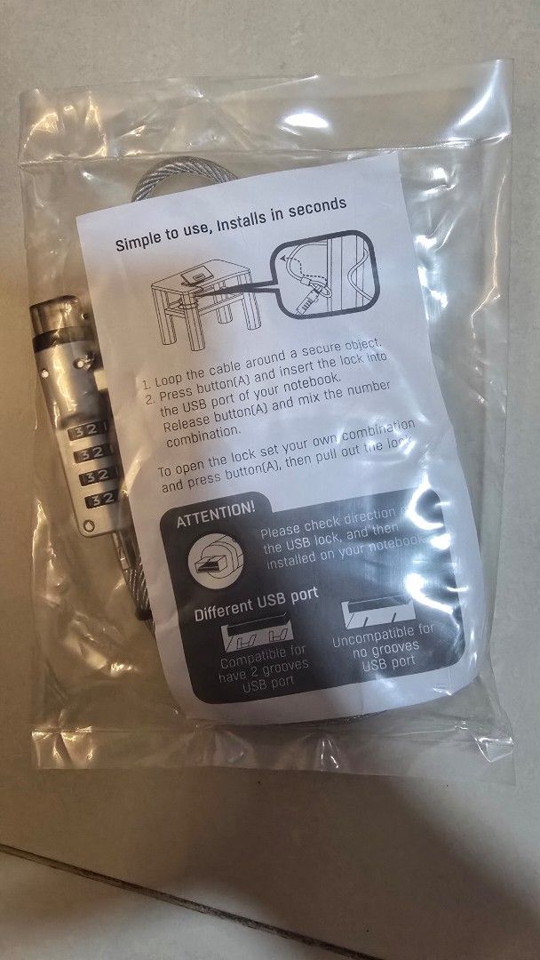 Combination Cable Lock - New440351534718668801