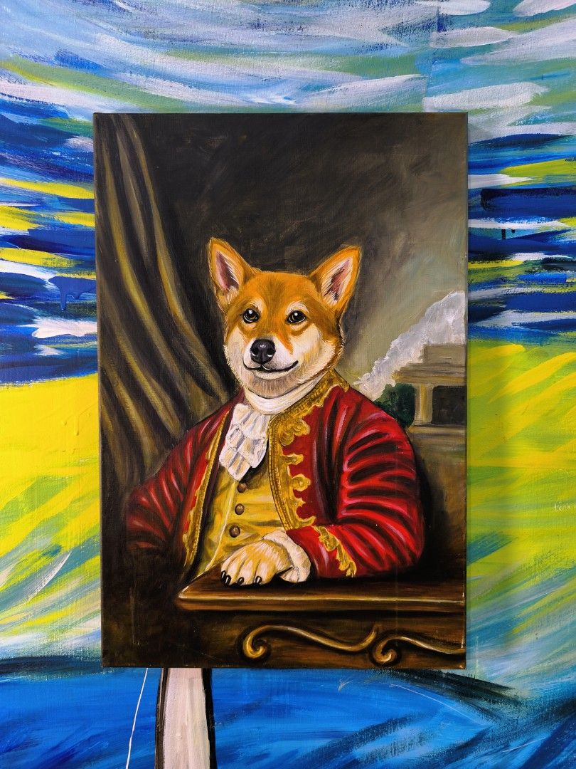 Dog customized painting art (Category: Art & Prints) located in Manila. Submitted by datinghalaman (Listing ID 1435035718, Image 1). Description: 40x60 cm acrylic on canvas open for customized painting, commission arts. portrait, landscape, dog, cat, etc. DM for more info.
