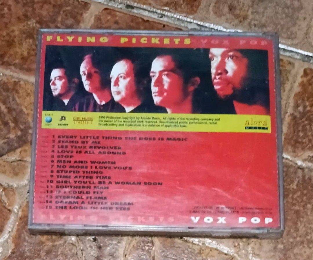 Flying Pickets - Vox Pop CD (Category: CDs & DVDs) located in Quezon City. Submitted by dancatz (Listing ID 1435001046, Image 2). Description: □ P250.00 - Original "Vox Pop" CD by The Flying Pickets - Released in 1990 - Features hits like "Every Little Thing She Does Is Magic", "Stand By Me", and "Love Is All Around" - Includes original case and disc LFB Seller location : Brgy. Sta. Teresita, Quezon City Please DM for more details Payment Methods