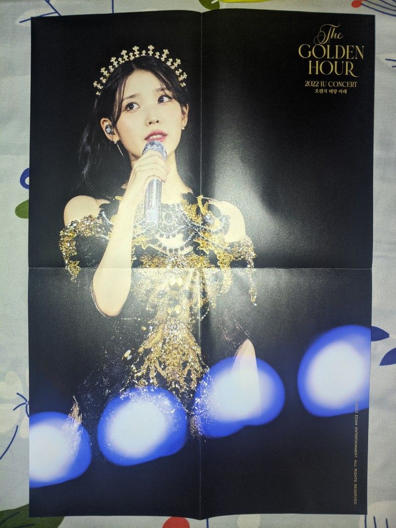 IU The Golden Hour Concert Posters Bundle (Category: CDs & DVDs) located in Cabuyao City. Submitted by rho.oh.decluts (Listing ID 1435170517, Image 1). Description: - Official poster from IU's The Golden Hour concert. - Poster is folded. - Perfect for display or collection..