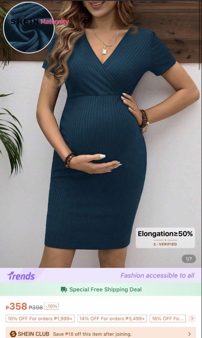 Maternity dress (Category: Dresses) located in Mandaluyong City. Submitted by dclutter.corner (Listing ID 1435158513, Image 1). Description: Preloved shein maternity dress Color teal .