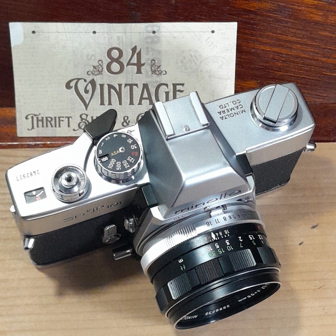 Minolta SRT 101 (Category: Cameras) located in Las Pinas. Submitted by 84vintage (Listing ID 1435150851, Image 2). Description: Excellent Working condition with recent CLA (means it was looked at, cleaned, calibrated and properly checked by a knowledgeable tech). Working and accurate lightmeter. Working shutterspeeds. Lens is clean with no fungus or haze. It is an early lens so there may be some faint coating marks but otherwise excellent and sha