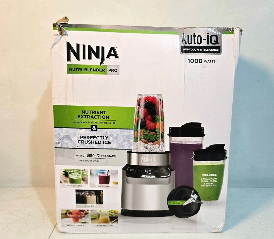 Ninja Nutri-Blender Pro with Auto IQ (Category: Juicers, Blenders & Grinders) located in Caloocan City. Submitted by souththrift_taytay (Listing ID 1435147787, Image 2). Description: Ninja Nutri-Blender Pro with Auto IQ Australian mall pull out Used as demo unit Model: BN500ANZ Box 2 bottle 1 blade 2 lid 220V No issue 6.5k.