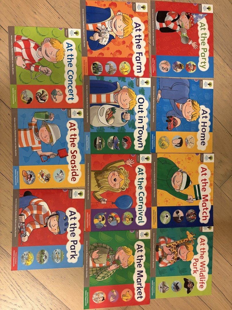 Oxford Reading Tree phonics level 1 （分類：兒童書籍）位於 Hong Kong。 由 estherlaw92 提交（商品編號 1435112930，圖片 1）。簡介： 牛津閱讀樹自然拼讀擬聲詞合集 可支援毛毛蟲點讀筆 。