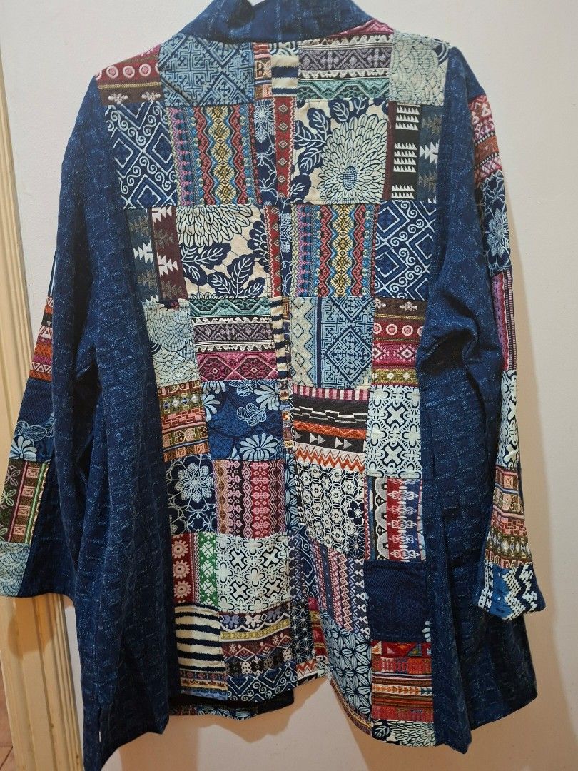Patchwork Denim Jacket (Category: Coats, Jackets and Outerwear) located in Paranaque City. Submitted by mich_uy1516 (Listing ID 1435005387, Image 3). Description: - Patchwork denim jacket - Features a unique mix of patterns and colors - Classic open front design - Long sleeves from Chiang Mai pasabuy.