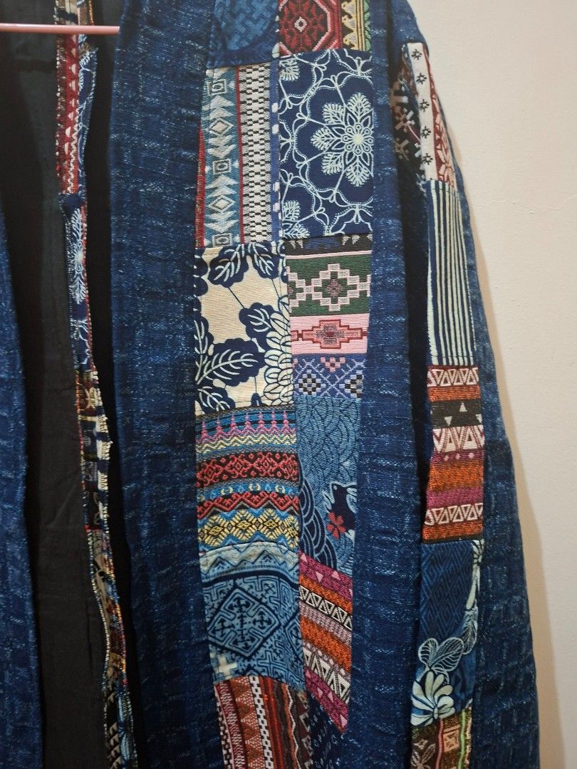 Patchwork Denim Jacket (Category: Coats, Jackets and Outerwear) located in Paranaque City. Submitted by mich_uy1516 (Listing ID 1435005387, Image 2). Description: - Patchwork denim jacket - Features a unique mix of patterns and colors - Classic open front design - Long sleeves from Chiang Mai pasabuy.