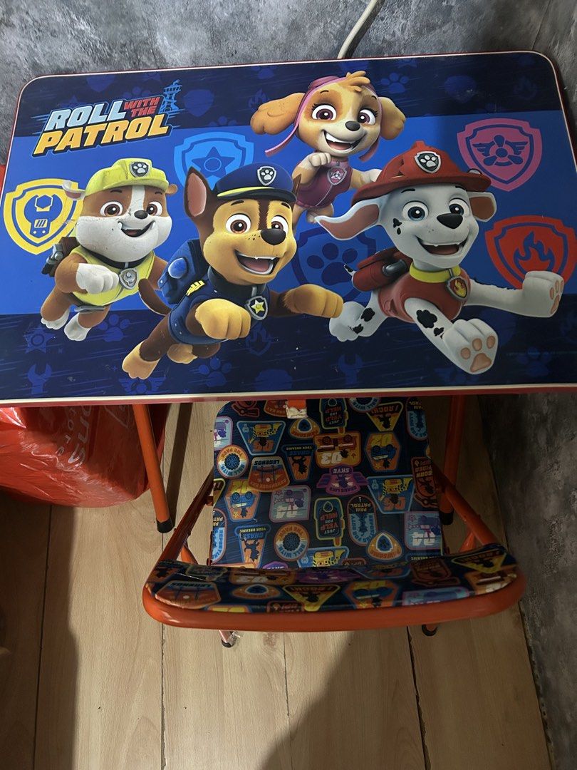 Paw Patrol Table and Chair Set (Category: Tables & Sets) located in Manila. Submitted by sofiatanya (Listing ID 1435064519, Image 1). Description: Good as new. Table and chair. Kids for 2-7 yrs old. Original price sa sm is 3,800 Loc: Tondo Paw Patrol table and chair set is perfect for young fans. The table features a colorful design with the Paw Patrol characters. The chair has a matching design. The set is ideal for drawing, playing, or doing ho