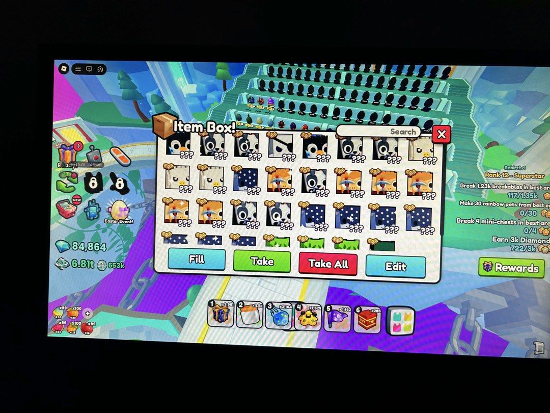 Pet Simulator 99 Titanic | Cheap | Fast Transaction (Category: In-Game Products) located in Manila. Submitted by _mclt (Listing ID 1435008892, Image 1). Description: - Pet Simulator X Item Box for sale! - Contains a variety of pets. - Chance to hatch rare pets, including penguins. - Game interface features: - Fill - Take - Take All - Edit - Rewards are available!.