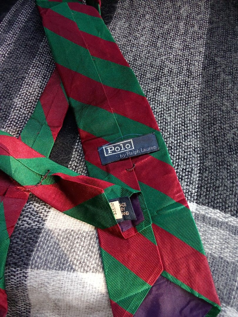 Polo by Ralph Lauren Striped Tie (Category: Ties) located in Polomolok. Submitted by timog_high_ice (Listing ID 1435004216, Image 2). Description: - Polo by Ralph Lauren tie - Classic red and green striped design - Made in Italy - Luxurious silk fabric - Ideal for formal and semi-formal wear.