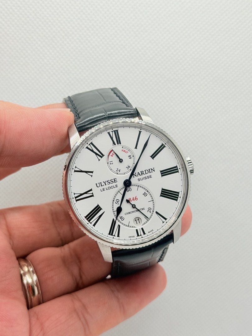 Pre Owned 12/2022 Ulysse Nardin Marine Tourpilleur White Tag Leather Strap 1183-310/40 (Category: Watches) located in Singapore. Submitted by worthytime (Listing ID 1435001098, Image 1). Description: 🫵Join our Tele-gram channel for latest updates: http://worthytime.biz/tele ➡️Ulysse Nardin Marine Tourpilleur White Tag Leather Strap 1183-310/40 ➡️December 2022 (5 Years Ulysse Nardin International Warranty Till 12/2027) ➡️Like New Condition (Unpol