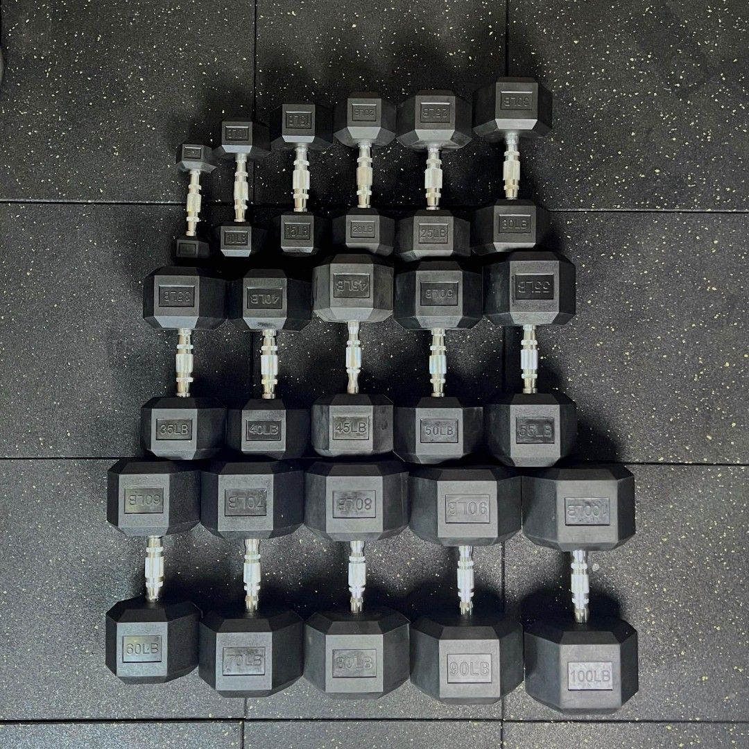 Premium quality rubberized hexagonal dumbbell from 5lbs to 100lbs available weight (Category: Weights & Dumbbells) located in Valenzuela. Submitted by carlo_023 (Listing ID 1435013000, Image 1). Description: price list for pair 5lbs pair 450 10lbs pair 900 15lbs pair 1380 20lbs pair 1800 25lbs pair 2250 30lbs pair 2700 35lbs pair 3150 40lbs pair 3600 45lbs pair 4050 50lbs pair 4500 55lbs pair 4950 60lbs pair 5400 70lbs pair 6300 80lbs pair 7200 9