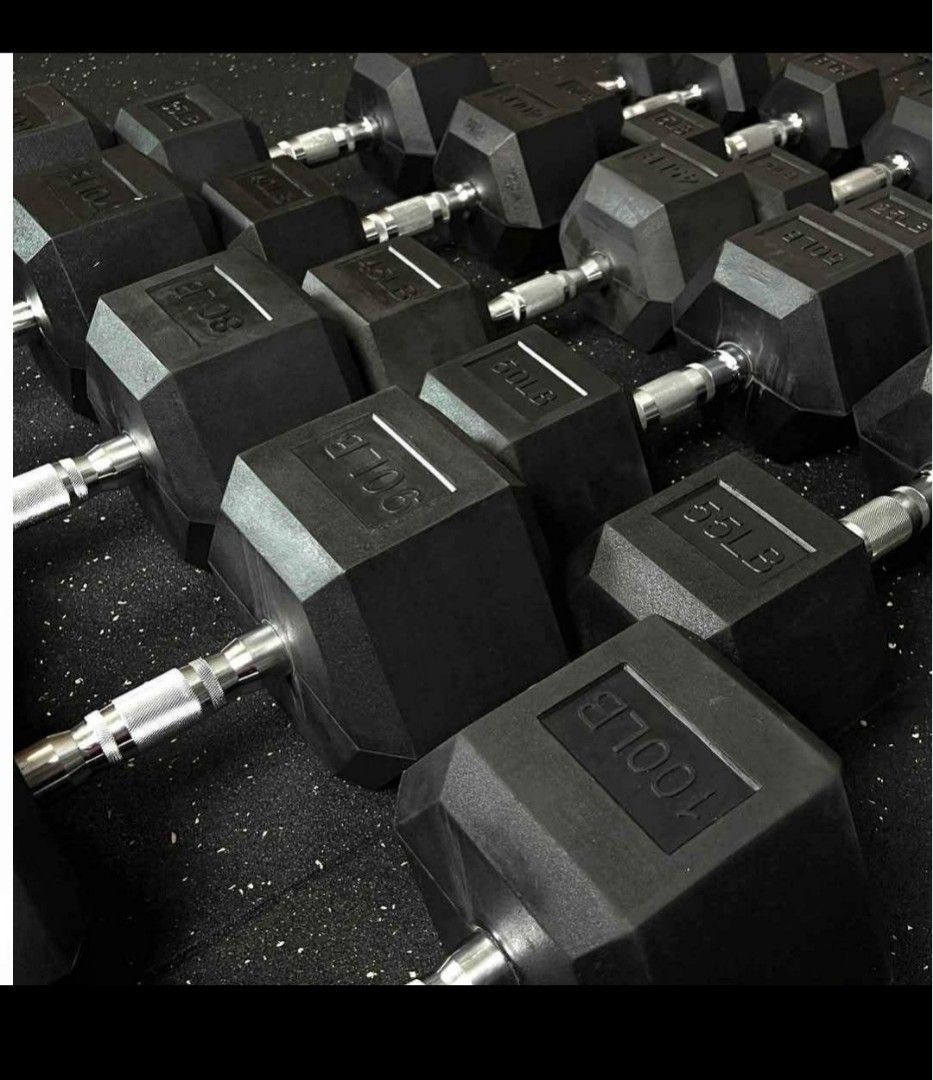 Premium quality rubberized hexagonal dumbbell from 5lbs to 100lbs available weight (Category: Weights & Dumbbells) located in Valenzuela. Submitted by carlo_023 (Listing ID 1435013000, Image 2). Description: price list for pair 5lbs pair 450 10lbs pair 900 15lbs pair 1380 20lbs pair 1800 25lbs pair 2250 30lbs pair 2700 35lbs pair 3150 40lbs pair 3600 45lbs pair 4050 50lbs pair 4500 55lbs pair 4950 60lbs pair 5400 70lbs pair 6300 80lbs pair 7200 9