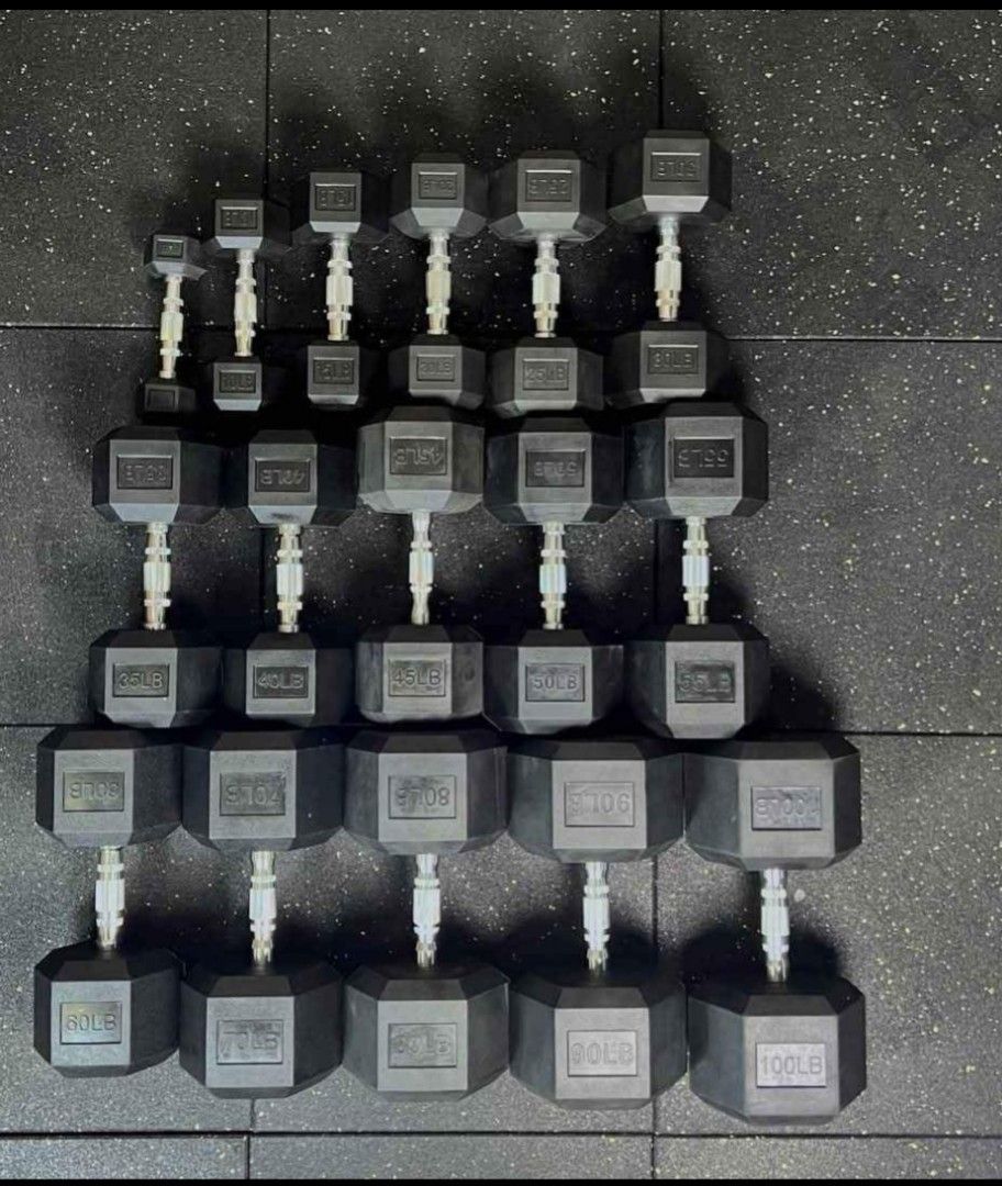 Premium quality rubberized hexagonal dumbbell from 5lbs to 100lbs available weight (Category: Weights & Dumbbells) located in Valenzuela. Submitted by carlo_023 (Listing ID 1435013000, Image 3). Description: price list for pair 5lbs pair 450 10lbs pair 900 15lbs pair 1380 20lbs pair 1800 25lbs pair 2250 30lbs pair 2700 35lbs pair 3150 40lbs pair 3600 45lbs pair 4050 50lbs pair 4500 55lbs pair 4950 60lbs pair 5400 70lbs pair 6300 80lbs pair 7200 9