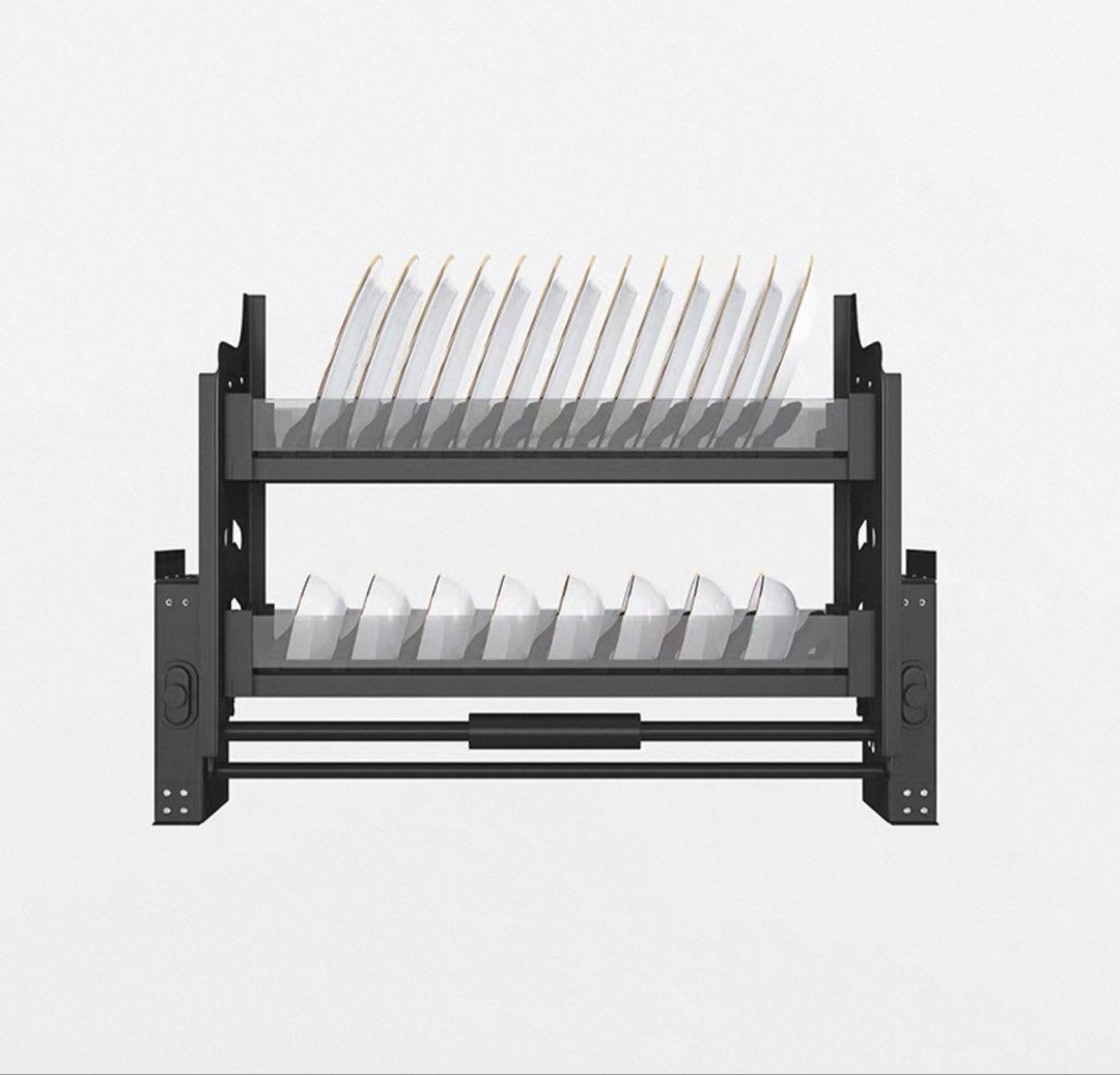 Pull Down Kitchen Dish Rack - Black440541676757985280