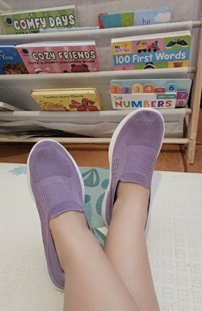 Purple Slip-on Sneakers (Category: Sneakers) located in Antipolo. Submitted by secondbloomph (Listing ID 1435042090, Image 2). Description: - Purple slip-on sneakers - Breathable knit upper - White sole - Stylish and versatile.