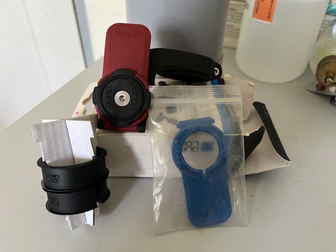 Quad Lock Out Front Mount (Category: Bicycles) located in Manila. Submitted by ncmbrbgddf58183 (Listing ID 1435000399, Image 2). Description: - Quad Lock Out Front Mount - Includes mount, blue adapter, and accessories - Designed for out-front support.