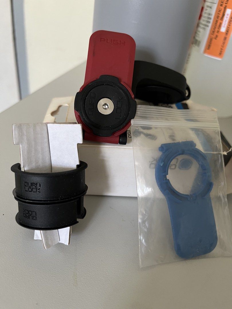 Quad Lock Out Front Mount (Category: Bicycles) located in Manila. Submitted by ncmbrbgddf58183 (Listing ID 1435000399, Image 3). Description: - Quad Lock Out Front Mount - Includes mount, blue adapter, and accessories - Designed for out-front support.
