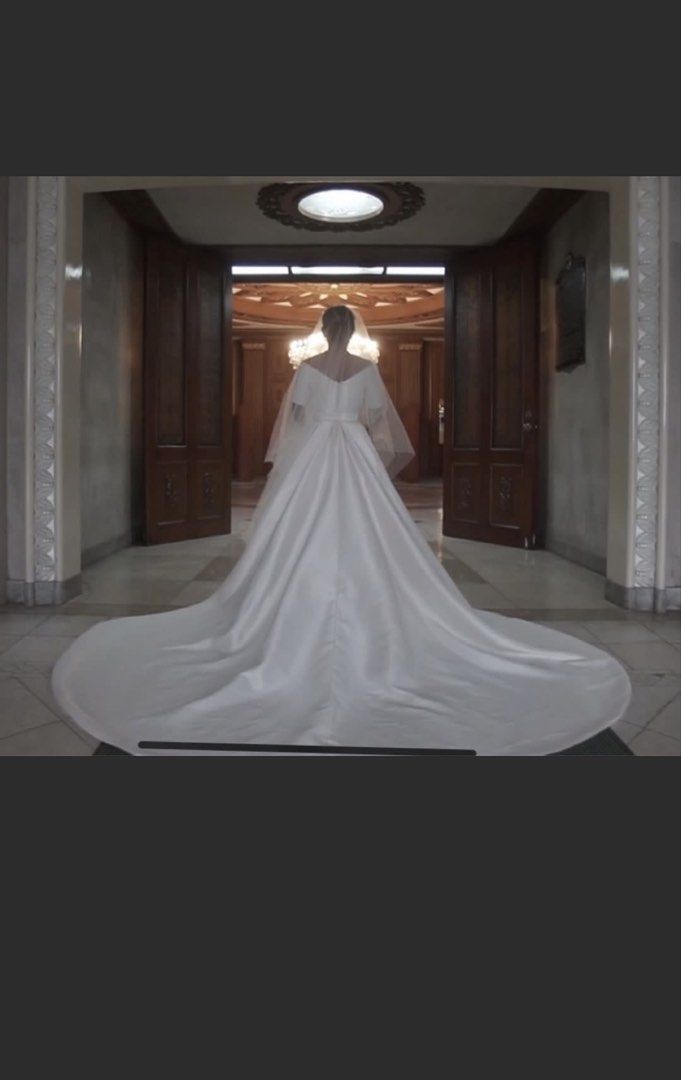 RUSH Elegant Off-Shoulder Wedding Gown with Train (Category: Evening dresses & gowns) located in Quezon City. Submitted by wolfkeith (Listing ID 1435103594, Image 3). Description: Custom made Original price is 30k Made from High Quality Mikado Fabric Color: Cream Size: 32” bust 27” waist Fits xs-small Length is good for 5”7 but feel free to shorten if needed Includes: -Sparkling veil -Belt with hand-sewn beads -2 pillows for rings -Petticoat Opti