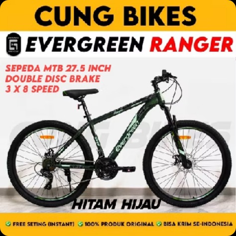 Sepeda gunung MTB 27.5 Inch Evergreen Ranger 545 Double disc brake 24 ...