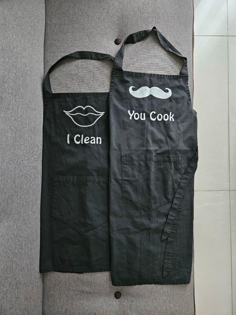 Set of 2 Black Apron with Pocket