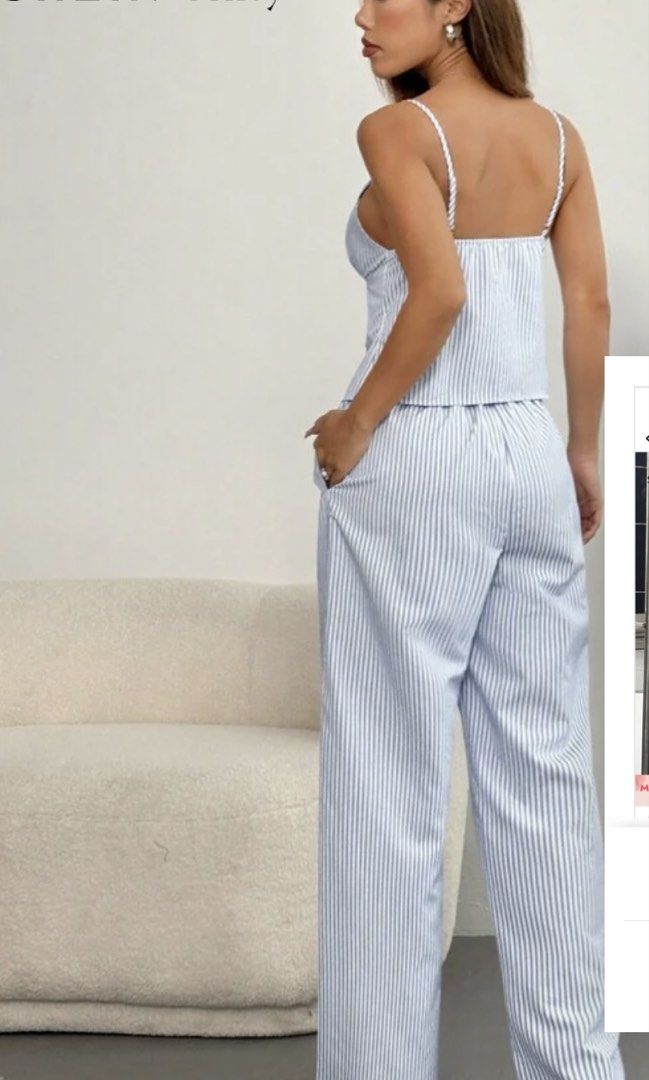 SHEIN Stripe Cami Top and Pants Set (Category: Sets or Coordinates) located in Taguig. Submitted by nics04433 (Listing ID 1435039254, Image 2). Description: Can fit xxs-s.