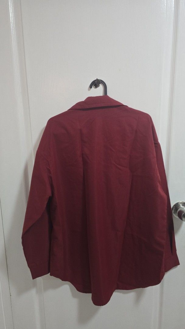 SHEIN Unity Bright Neon Color Oversized Blouse (Category: Blouses) located in Pasig City. Submitted by callmemaf (Listing ID 1435015428, Image 2). Description: - SHEIN Unity Blouse - Bright Neon Red Color - Oversized Fit - Size: M (EU 38, US 6) - Casual Long Sleeves - no buttons missing.