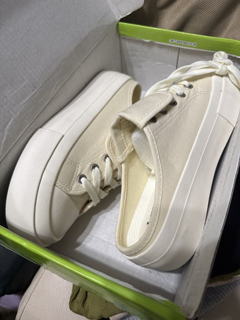 Shubizz by Figlia Sneakers (Category: Sneakers) located in Santa Rosa. Submitted by elle7777 (Listing ID 1435114653, Image 1). Description: Bought for 1299 - Brand new Shubizz by Figlia sneakers - Color: Cream - Features a thick sole - Lace-up design - Includes original box - Textured soles for grip - SM Store price tag attached.