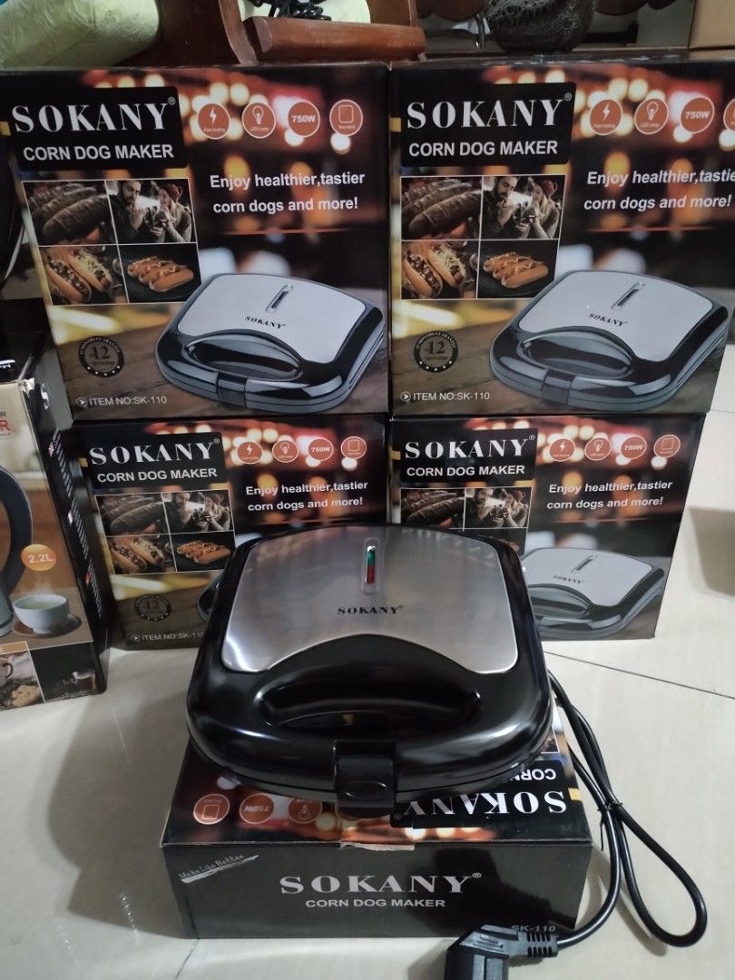 Sokany Corn Dog Maker SK-110 (Category: Other Kitchen Appliances) located in Pasig City. Submitted by bonnie_20 (Listing ID 1435026742, Image 3). Description: - Make corn dogs and waffle at home easily! - Non-stick surface for easy cooking and cleaning. - 750W power for fast cooking. - Features an LED lamp indicator. - Cook multiple corn dogs at once. - Enjoy healthier and tastier corn dogs! 5 SETS AVAILABLE Dm me📩 .