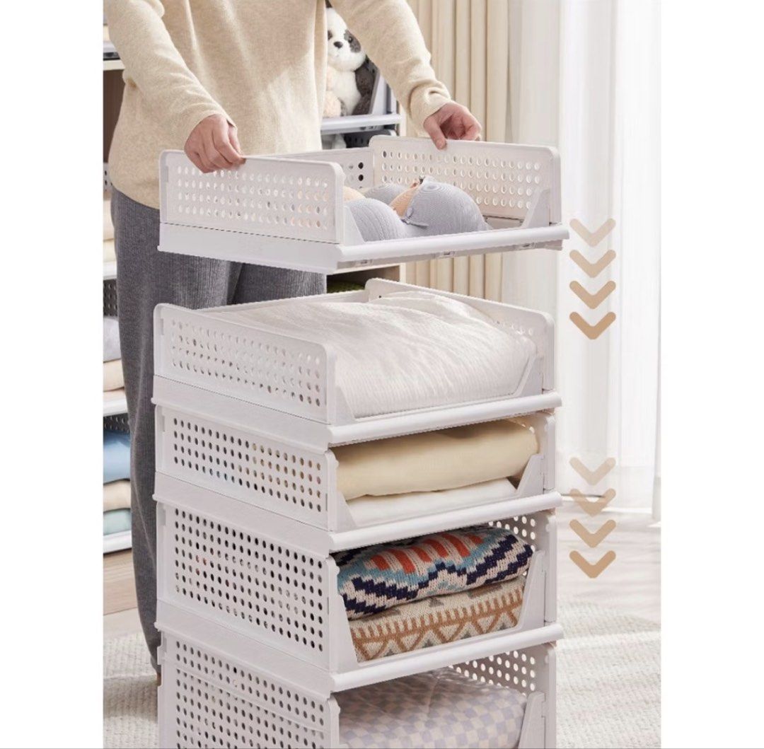 Stackable Clothes Storage Organizer - White440279084166686720