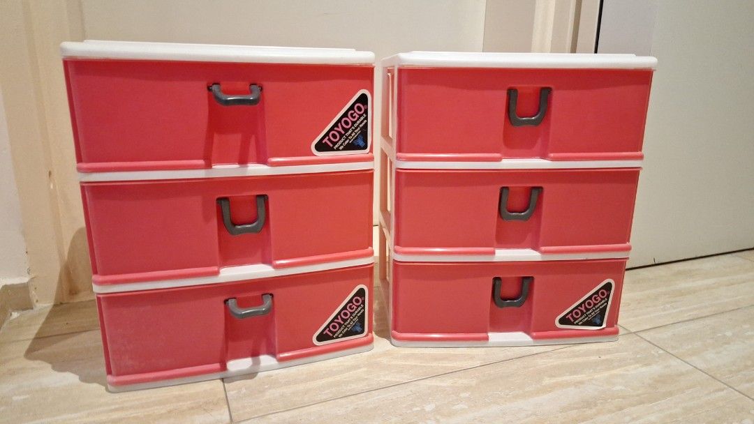 Toyogo 3-Tier Storage Drawers - Red
