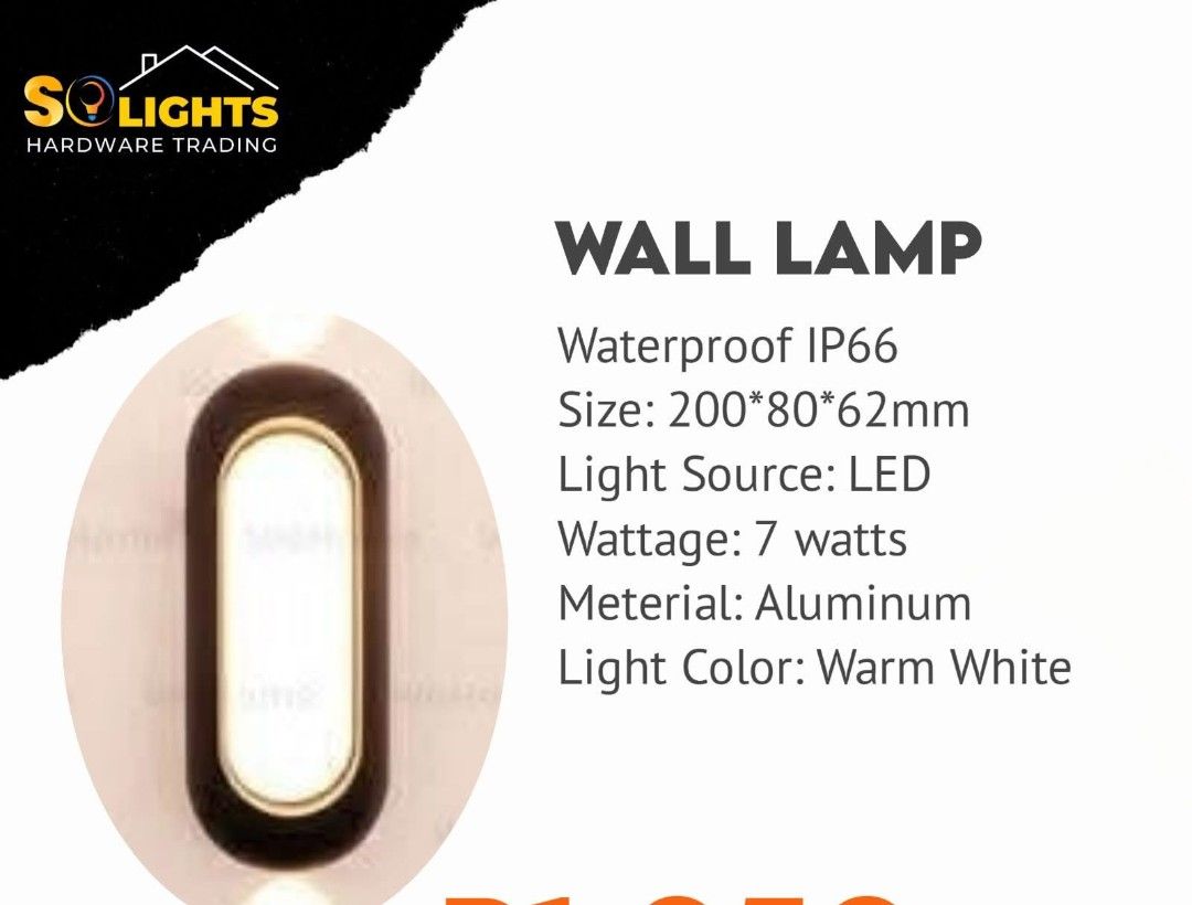 wall lamp (Category: Lighting) located in Manila. Submitted by tmoldogo42401 (Listing ID 1435064275, Image 1). Description: - Wall Lamp - Waterproof IP66 - Size: 200*80*62mm - Light Source: LED - Wattage: 7 watts - Material: Aluminum - Light Color: Warm White.