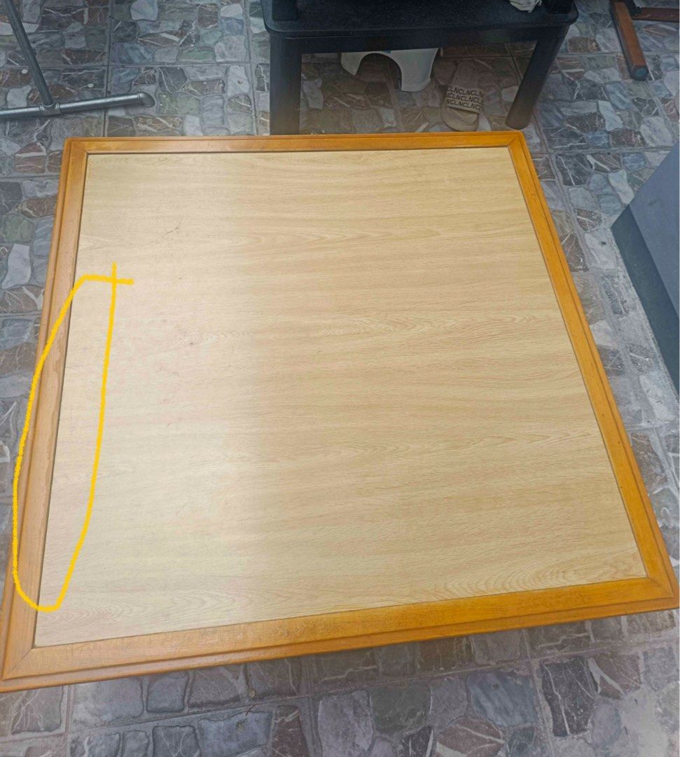 Coffee Table aesthetic (Category: Tables & Sets) located in Quezon City. Submitted by home_ikigai (Listing ID 1435163690, Image 3). Description: - Japan zen low square coffee table - Wooden frame - Light-colored tabletop with wood grain - Simple, classic design - Suitable for various room styles -Convertible top (light-brown and white) -Dimensions: Length & Width 90 cm Height 37 cm -Location: Bagumbong Caloocan -team kahoy.