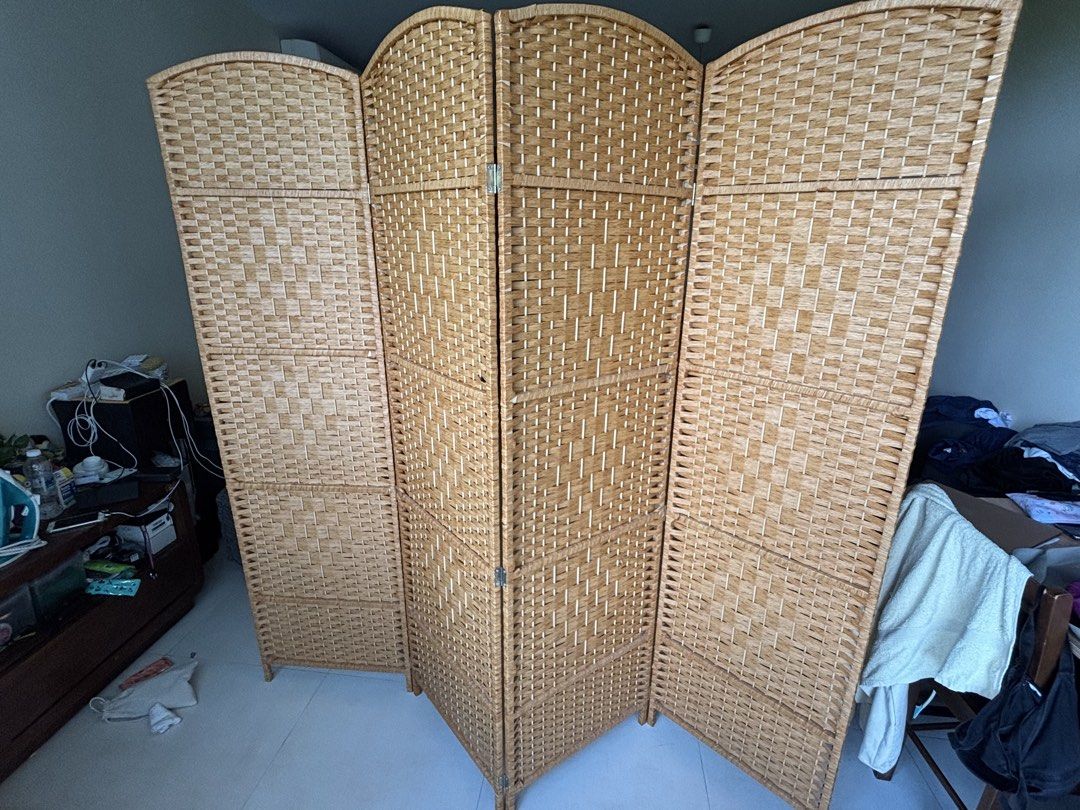 Woven Room Divider - 4 Panel