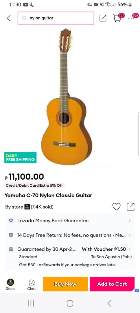Yamaha C-70 Nylon Classic Guitar (Category: Musical Instruments) located in Cavite. Submitted by boldbird_5bb61a (Listing ID 1435106929, Image 1). Description: - Yamaha C-70 nylon string guitar -Fishman pickup - Classic design with a natural finish - Features a rosewood fingerboard - Spruce top - Well-maintained condition - Suitable for beginners and intermediate players - Includes the guitar only.