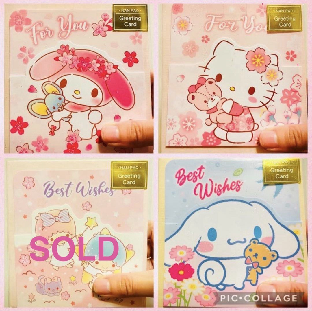 現貨🌸樱花卡💌正版 台灣 SANRIO 櫻花春季限定 MY MELODY公仔 / HELLO KITTY公仔/ 玉桂狗公仔 肉桂狗公仔 心意卡賀卡 母親節卡 情人節卡 BB百日宴生日卡 母親節卡 結婚卡聖誕卡 求婚祝福賀 萬用卡 萬用咭 感謝咭 櫻花卡 珍藏收藏 SAKURA FLOWER Birthday Christmas Greetings Weddings Valentines Gift card Sanrio Sakura Cherry Blossom Greeting Cards （分類：文具及工藝 - 畫作及印刷品）位於 Hong Kong。 由 swroom 提交（商品編號 1429974977，圖片 1）。簡介： 🚚 🎁 只限郵寄運送 🎁 ▫️▫️商品詳情▫️▫️ 💝 $55 張 ，$150 三張，全新 ❣️ 節日銷情迅速請早訂購售完即止❣️ 🛍更多最新禮品玩具 follow us ： carousell.com/swroom ▫️▫️購買付款詳情 ▫️▫