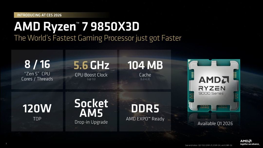 AMD CPU Ryzen 7  9850X3D Processor440006195345500163
