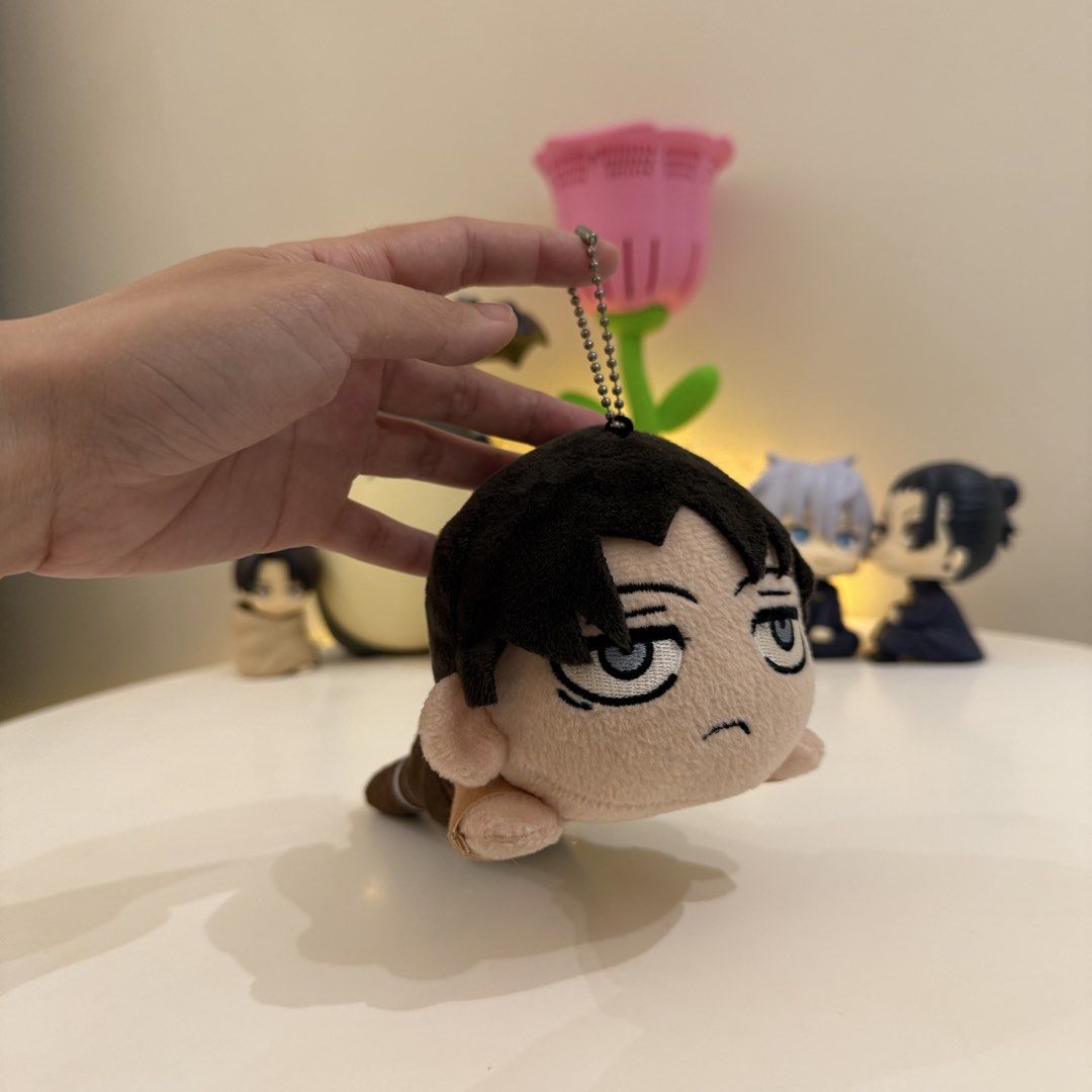 Attack on Titan Levi Plush Charm (medyo malaki) (Category: Plushies & Soft Toys) located in San Pedro. Submitted by jellybean.co (Listing ID 1429935841, Image 1). Description: - Adorable Levi plushie - Features Levi in his iconic outfit - Small and compact size - Includes a keychain for easy portability - Ideal gift for Attack on Titan fans and anime lovers.