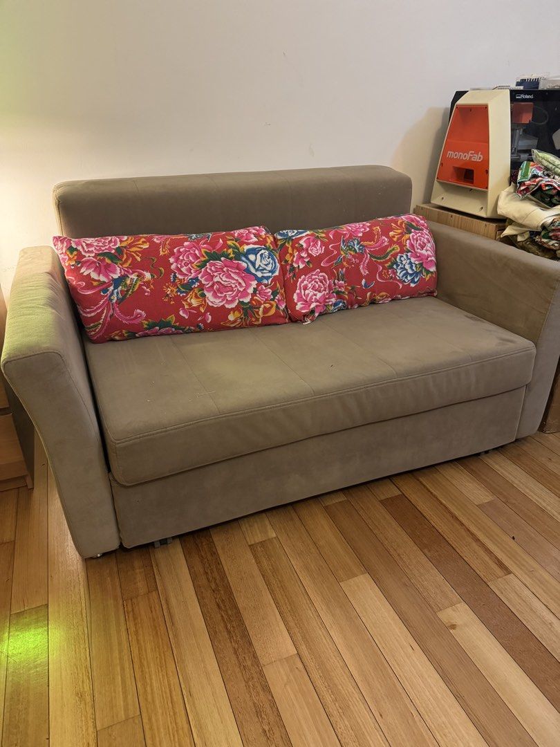 Beige Sofa Bed with Storage