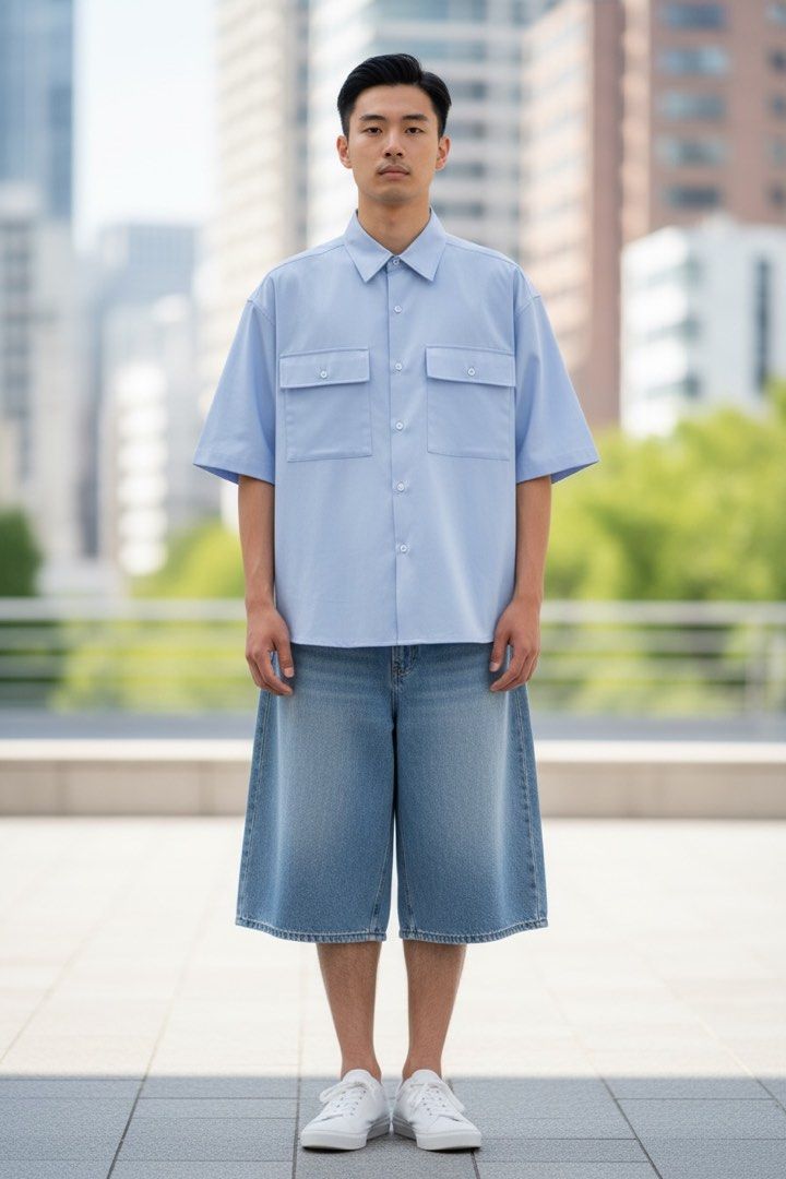 Bershka Cargo Shirt Oversized (Category: Formal Shirts) located in Cavite. Submitted by slumbermanila (Listing ID 1425552520, Image 1). Description: this color is Powder blue may vary due to lighting conditions Bershka Cargo Shirt Oversized in cotton material in good condition with drawstring in hemline .