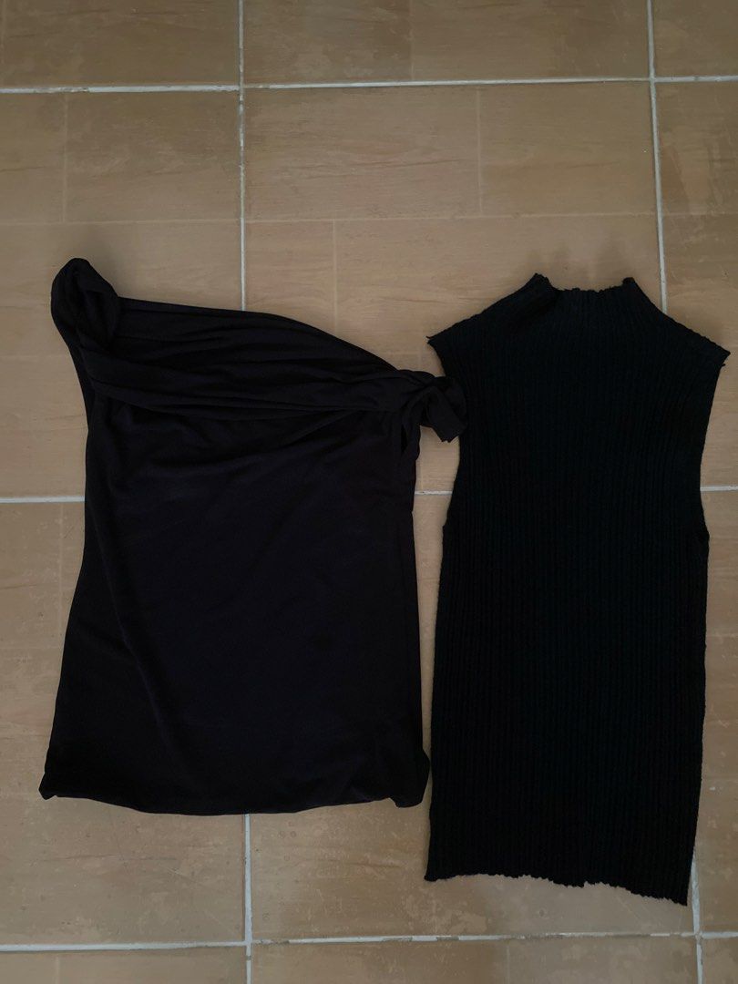 Black One-Shoulder Top and Sleeveless Top (Category: Sleeveless) located in Paranaque City. Submitted by ceerca (Listing ID 1429850383, Image 1). Description: Used only once. Sold as set.
