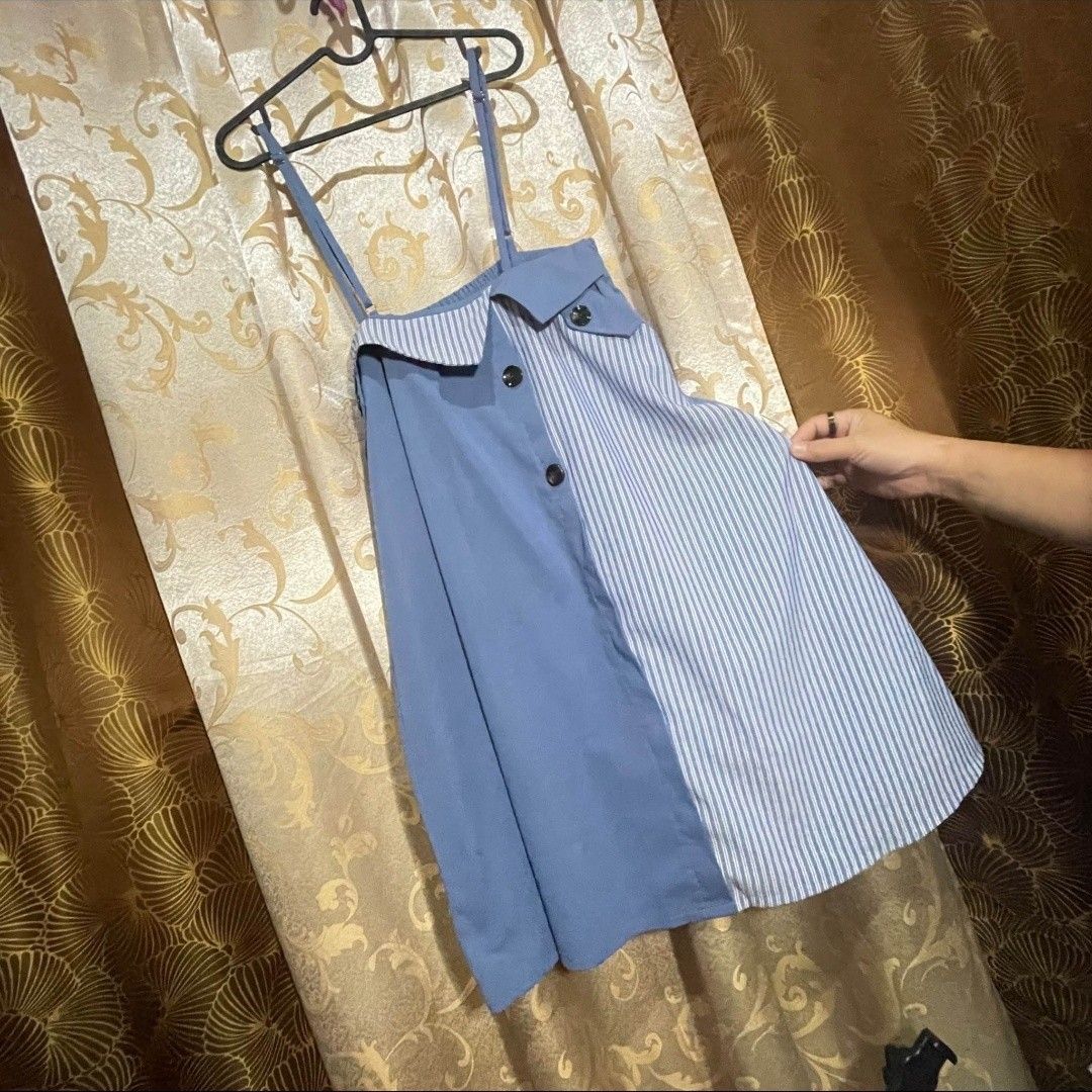 Blue Striped Suspender Dress (Category: Dresses) located in Paranaque City. Submitted by missb_02 (Listing ID 1430021890, Image 3). Description: Fits M-L frame 📍Parañaque.
