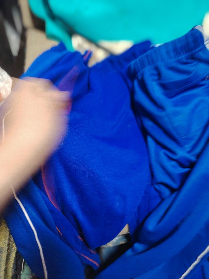 Blue Track Pants with White Stripes (Category: Joggers) located in Manila. Submitted by fnicolas (Listing ID 1429925870, Image 3). Description: Small to Large, garterized waist Bundle of 5 My son graduated from highschool.