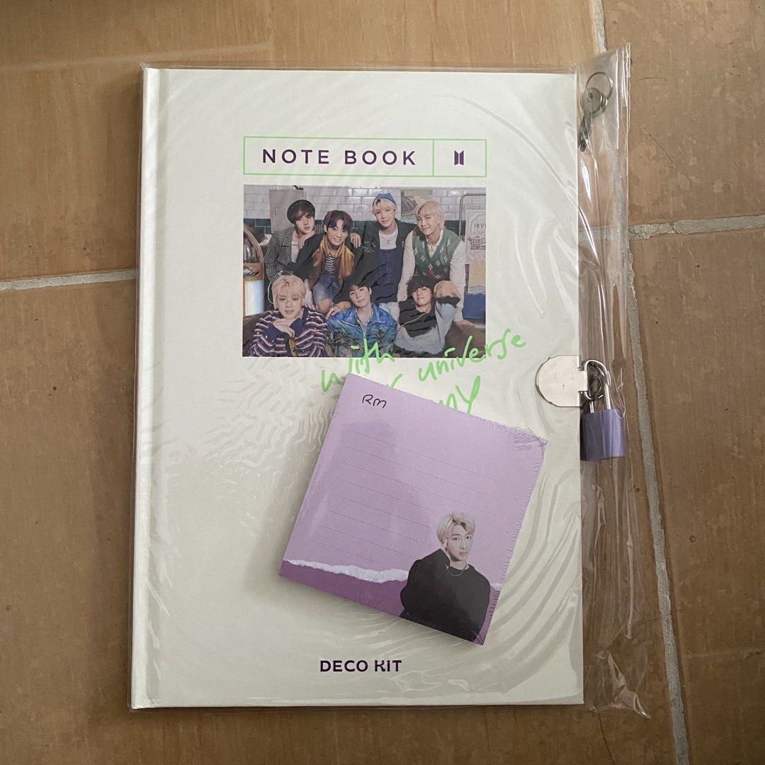 BTS Deco Kit Notebook and Notepad (free washi tape) (Category: Stationery & School Supplies) located in Paranaque City. Submitted by ceerca (Listing ID 1429847363, Image 1). Description: Sealed and stored in dust free container Official Rfs: quitting sale.