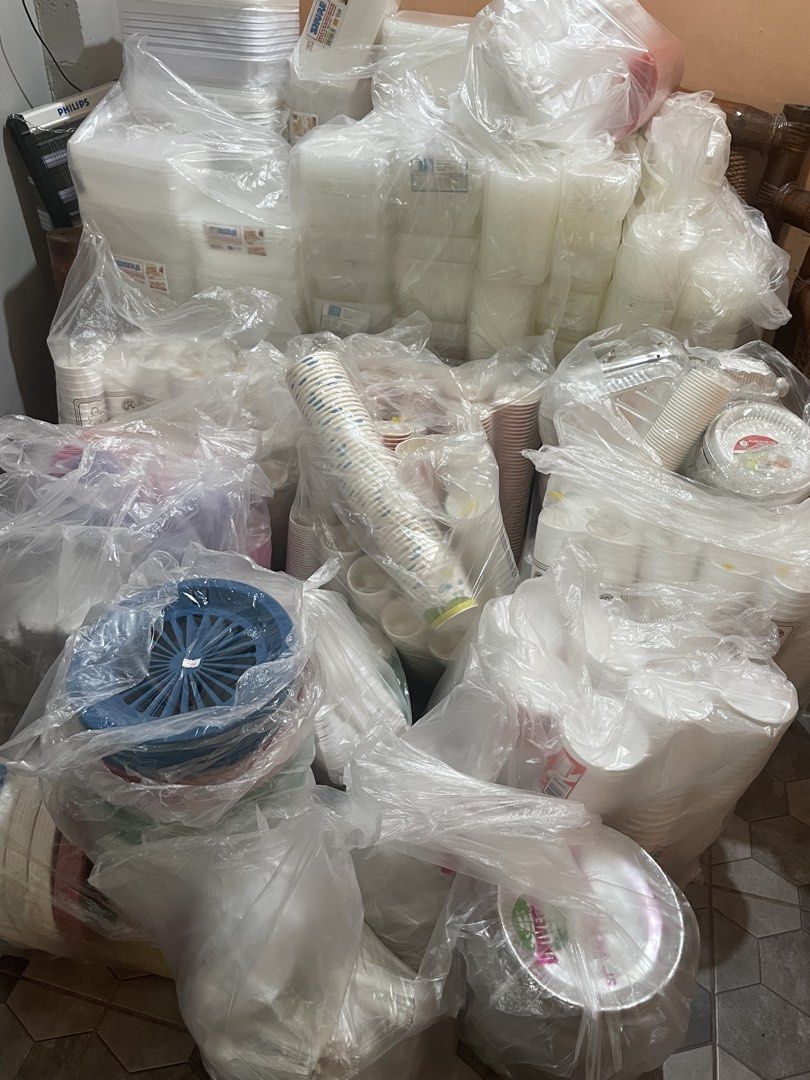 Bulk Disposable Food Containers and Plates (Category: Food Organization & Storage) located in Santa Maria. Submitted by declutterose (Listing ID 1429904496, Image 1). Description: Disposable/Plastic Utensils Business Package RFS: nag abroad po ang may ari Large assortment of disposable food containers, plates, and cups. Includes various sizes and shapes of plastic containers, paper plates, and cups. Pm na lang po for faster transaction. Thank you