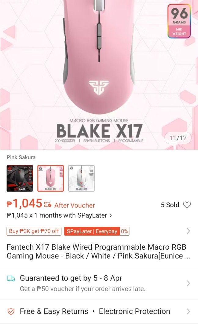 Fantech Blake X17 Gaming Mouse (Category: Mouse & Mousepads) located in Manila. Submitted by anjiegadgets (Listing ID 1429909015, Image 3). Description: Fantech Gaming Mouse Color Pink No issue with box pa po need dispose thankyou original price 1k plus .