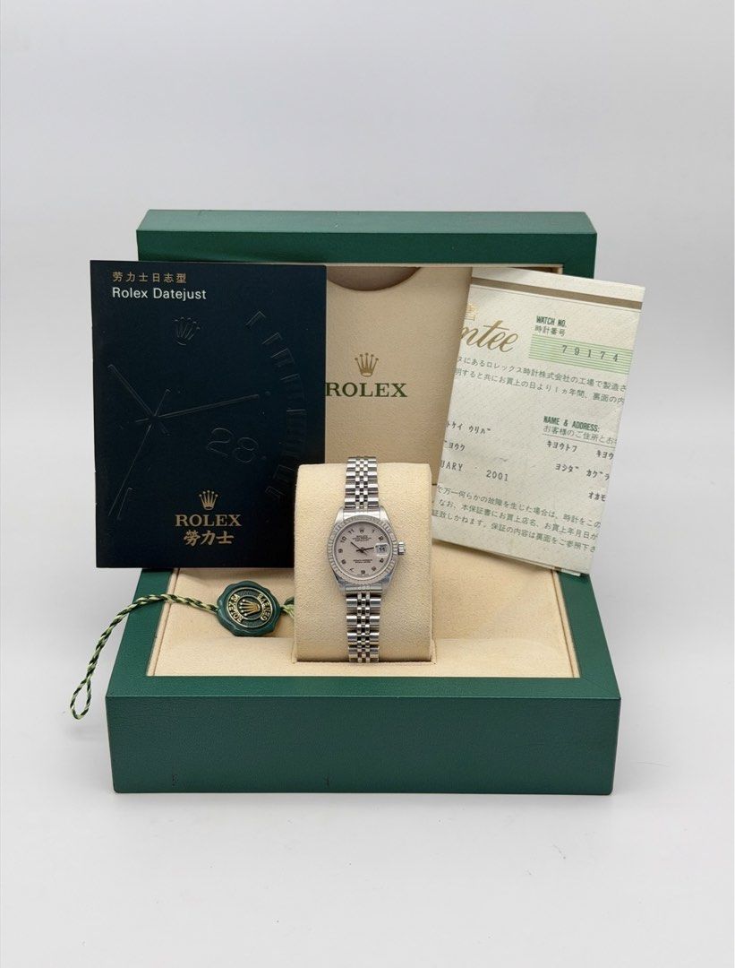 Fullset Datejust 26mm White Anniversary Dial 2002 (Category: Luxury Watches) located in Manila. Submitted by timelesseleganceph (Listing ID 1429878041, Image 2). Description: Fullset Datejust 26mm White Anniversary Dial 2002 Price 318k Reference 79174 Size 26mm Dated 2001 White Anniversary Dial, Arabic Indices In 18k White Gold Fluted Bezel on Jubilee Bracelet Complete/Fullset - Box, Guarantee Paper, Booklet.