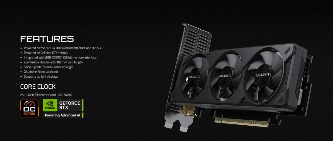 Gigabyte GeForce RTX 5060 OC Low Profile 8GB439446296299448321