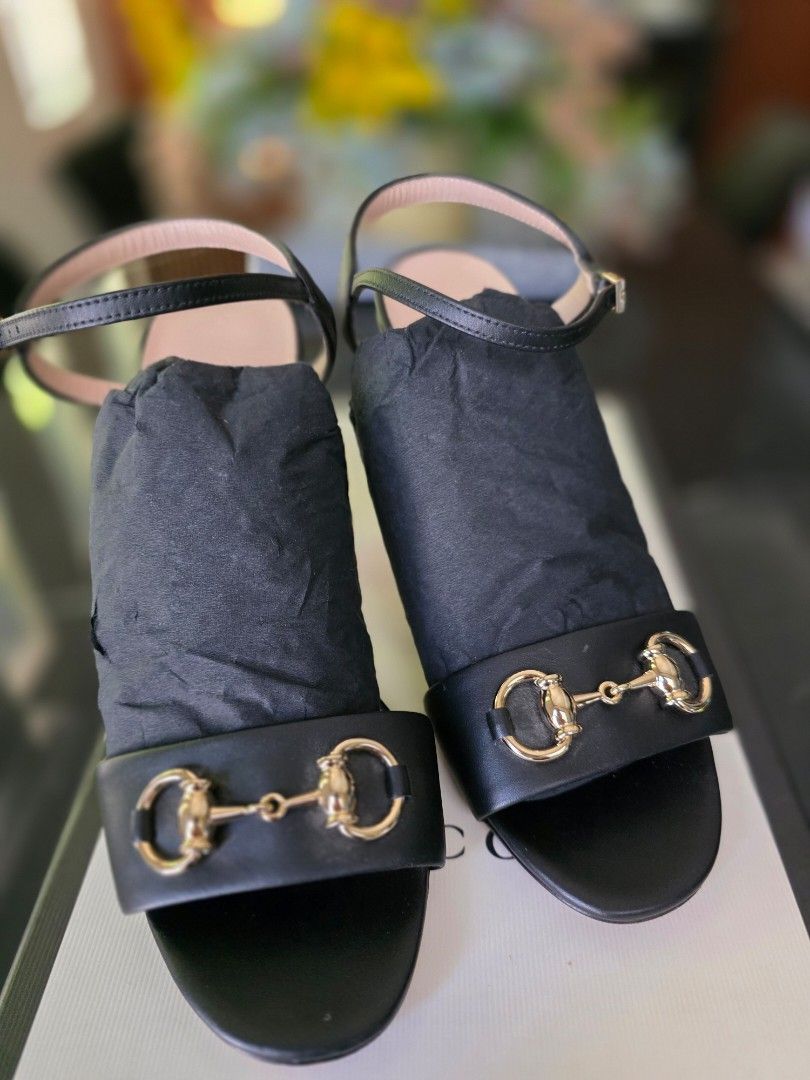 Gucci Horsebit Sandals - Size 36.5 (Category: Flats & Sandals) located in Mandaluyong City. Submitted by calibre915 (Listing ID 1429867144, Image 1). Description: Unworn Gucci horsebit leather heels Size 36.5 complete with box and dustbag RFS : bought a wrong size I'm not reseller, my personal item no meet ups delivery c/o buyer.