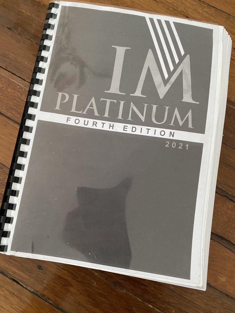 IM Platinum Fourth Edition 2021 (Category: Textbooks) located in Quezon City. Submitted by sophiasellsthings (Listing ID 1429889812, Image 1). Description: Very minimal highlights, barely used.