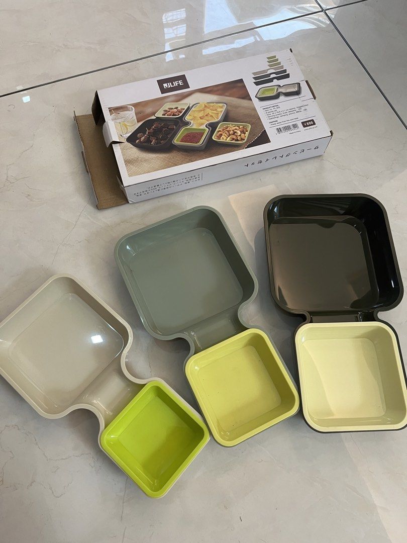 JLIFE Snack Serving Tray Set (Category: Other Kitchenware & Tableware) located in Quezon City. Submitted by hazpreloved (Listing ID 1429968711, Image 2). Description: Brand new never used Whole set for 280.
